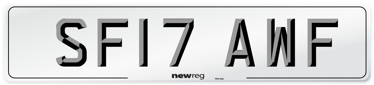 SF17 AWF Number Plate from New Reg